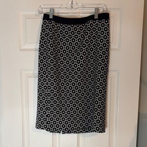 Talbots Black and White Geometric Pencil Skirt Size 6